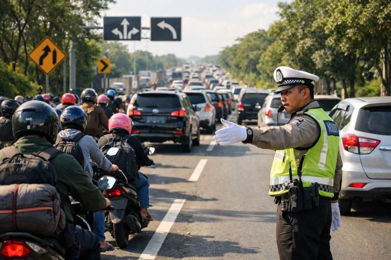arus balik satu arah dimulai hari ini pukul 14.00. kakorlantas memberikan imbauan penting bagi para pemudik untuk keselamatan dan kelancaran perjalanan.