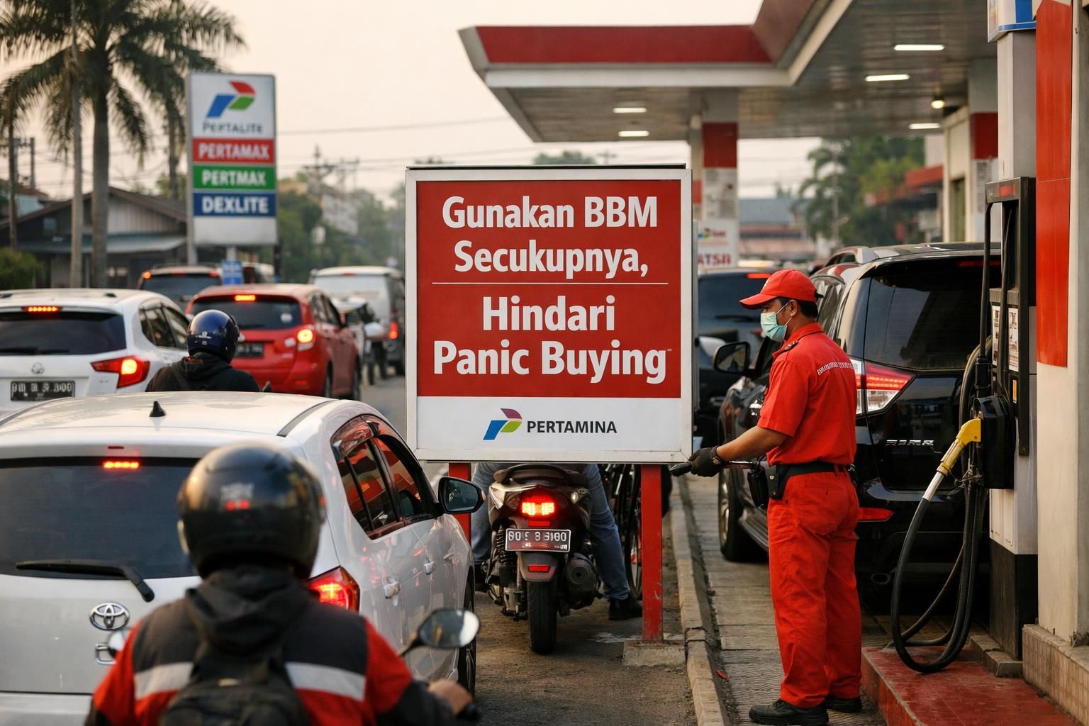 bahlil mengimbau masyarakat untuk tetap tenang dan menggunakan bbm secukupnya agar menghindari pembelian panik yang tidak perlu.
