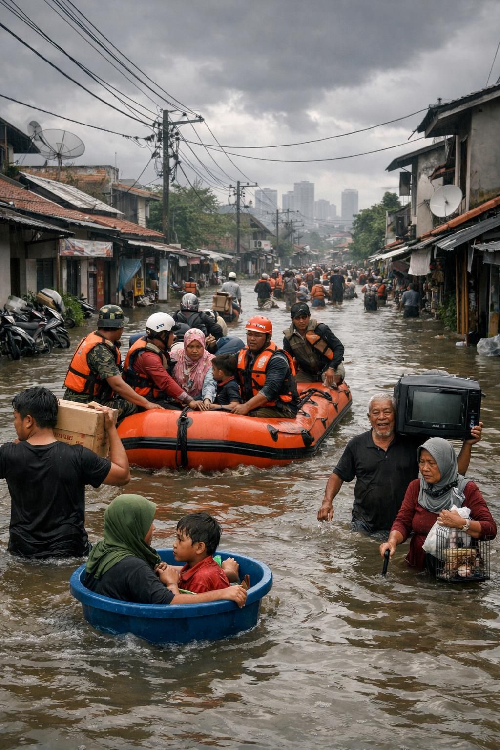 menjelajahi dampak banjir parah di jakarta dan tangerang setelah hujan deras semalaman, meliputi kerusakan, evakuasi, dan upaya pemulihan berdasarkan laporan cnbc indonesia.