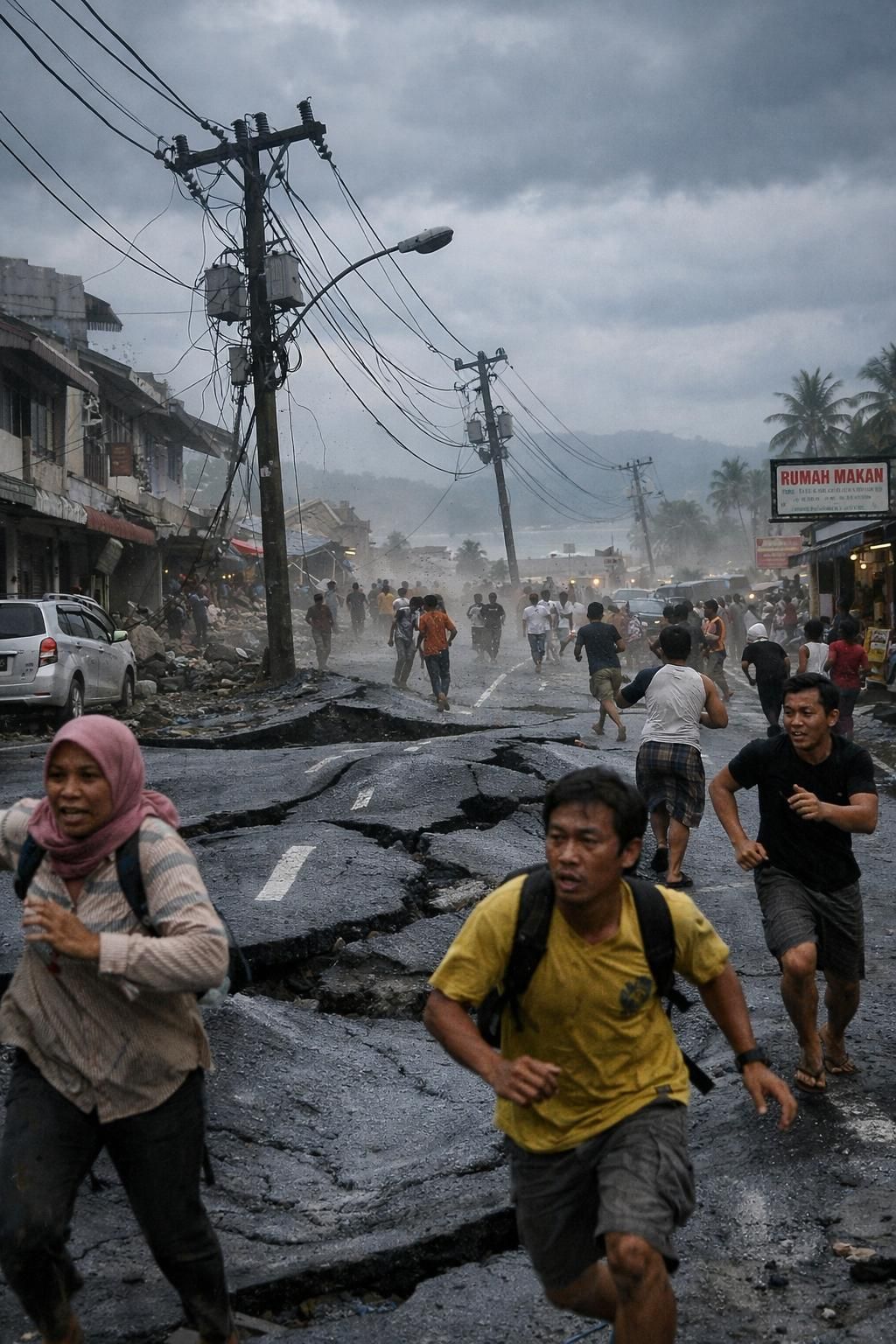 laporan lengkap bbc tentang gempa dahsyat berkekuatan m6,7 yang mengguncang sulawesi utara dan maluku utara, menyebabkan jalanan aspal bergoyang dan dampak signifikan.