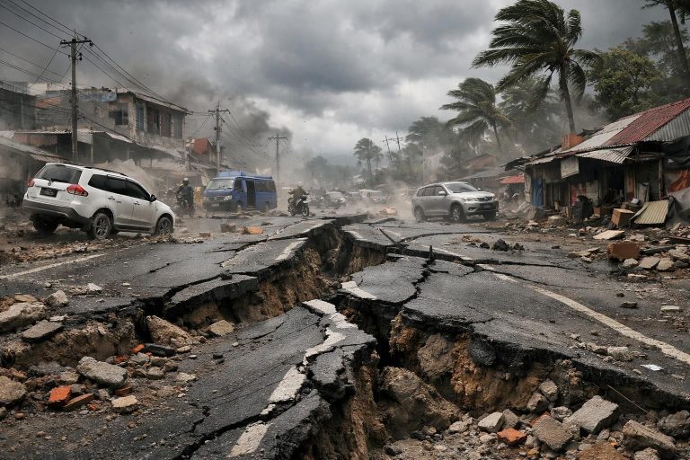 gempa dahsyat berkekuatan m6,7 mengguncang sulawesi utara dan maluku utara, menyebabkan jalanan aspal bergoyang. baca laporan lengkap dari bbc untuk informasi terkini.
