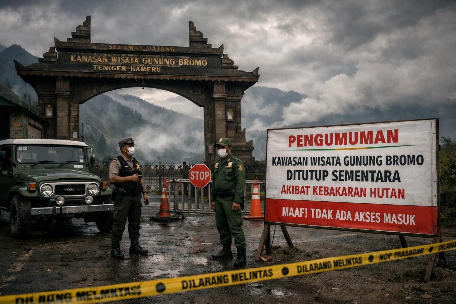 gunung bromo ditutup sementara akibat kebakaran. pengunjung dapat mengklaim pengembalian tiket. dapatkan informasi terbaru hanya di detiknews.