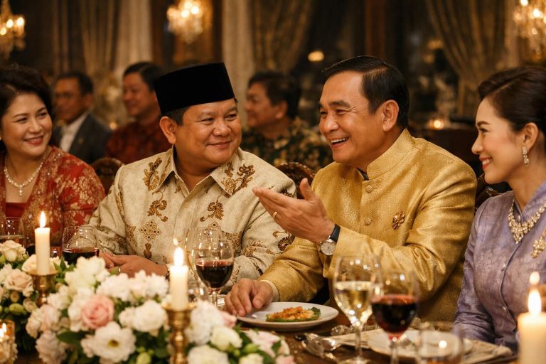 prabowo mengadakan makan malam persahabatan, perdana menteri thailand memberikan pujian atas upaya diplomasi dan mempererat hubungan kedua negara.